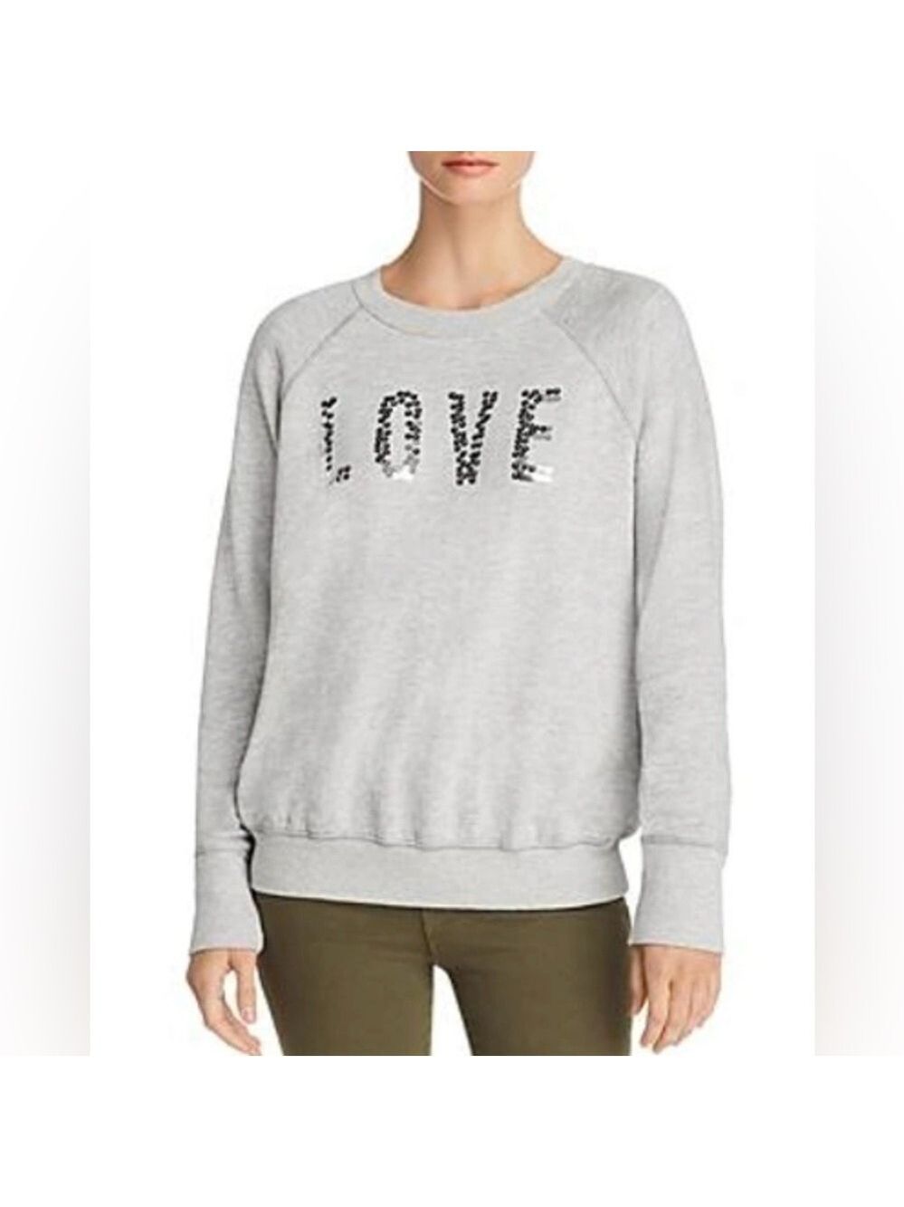 Sundry Love Sequin Embellished Raglan Pullover Sweatshirt Size Small